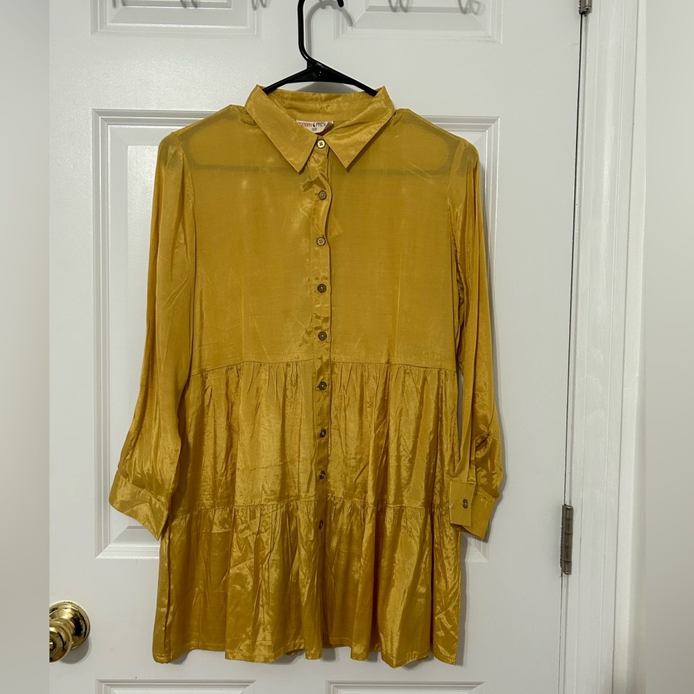 Bombay Paisley button up long sleeve shirt in mustard